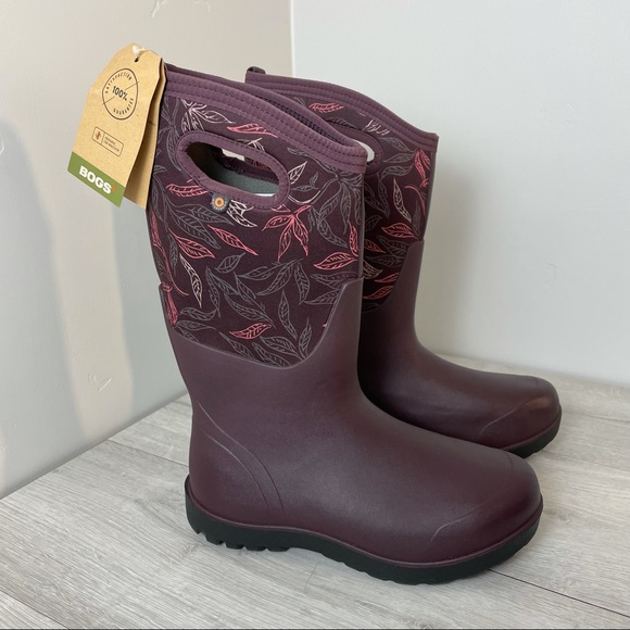 Bogs Shoes - NEW BOGS NEO CLASSIC TALL SPRING LEAF BURGUNDY BOOTS SIZE 8